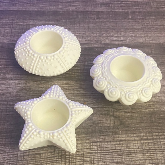 PartyLite Other - White Sea-Themed PartyLite Candle Holders Set